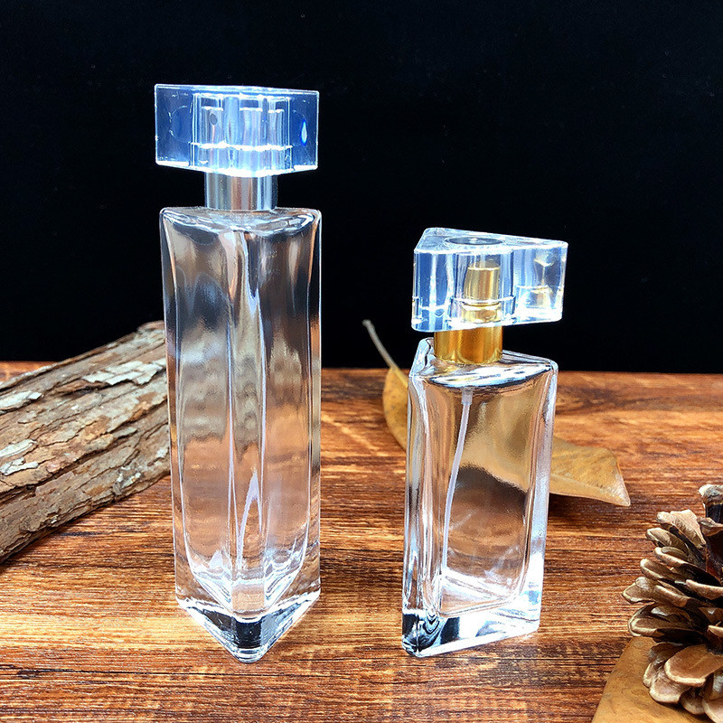 Spot wholesale perfume glass bottle 30ml triangular transparent empty bottle 50ml