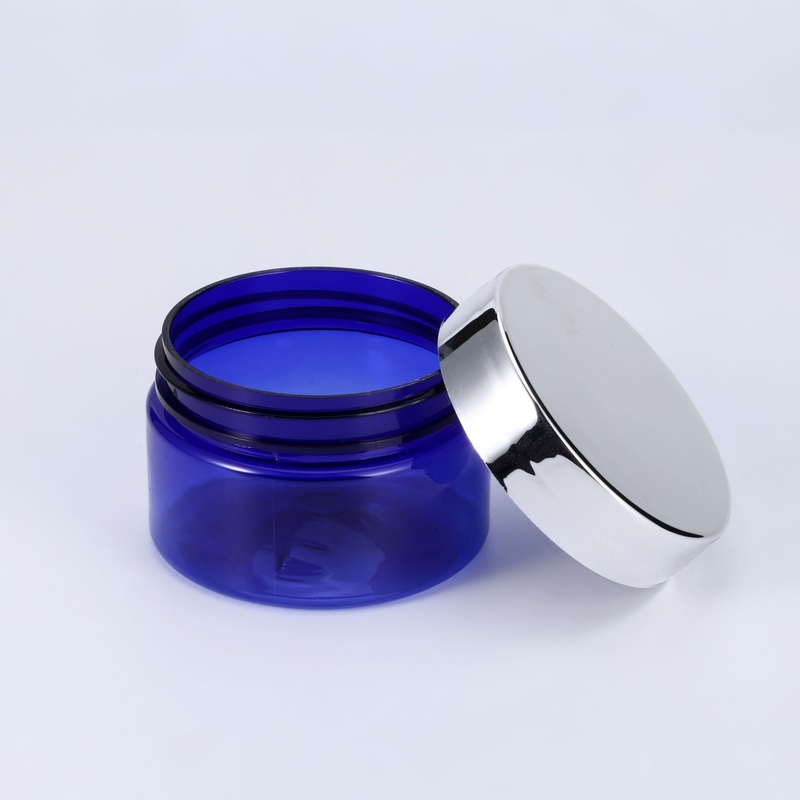 50ml 60ml 120ml Empty Cobalt Blue Plastic Jars With Silver Plastic Screw Lid